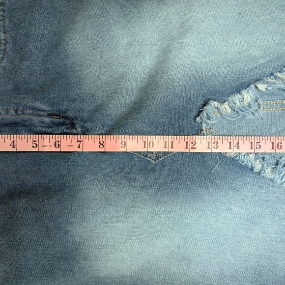 Distressed Denim Midi Skirt Raw Edge High Slit Small - Picture 7 of 8